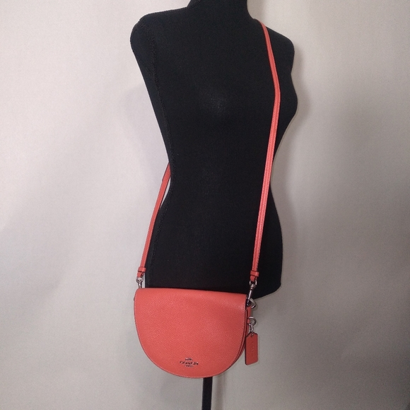 Coach Ellen Tangerine Color Pebble Leather Small Crossbody EUC - Picture 3 of 16